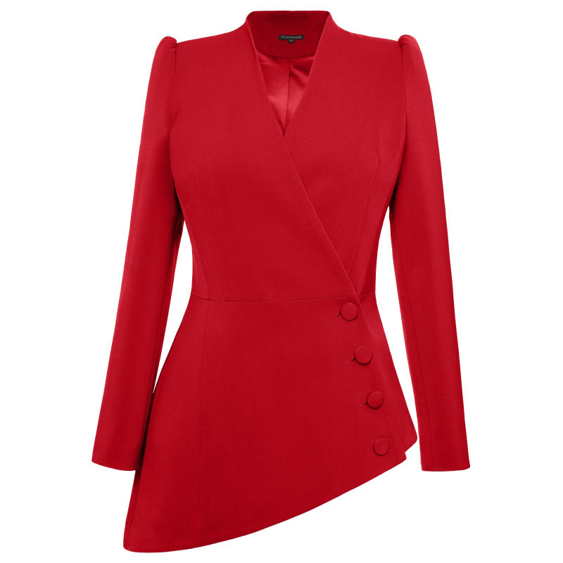 Fierce Red Timeless Asymmetric Blazer | Tia Dorraine | Wolf & Badger