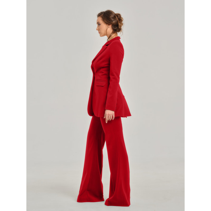 Thumbnail of Fierce Red Flared High-Waist Trousers image