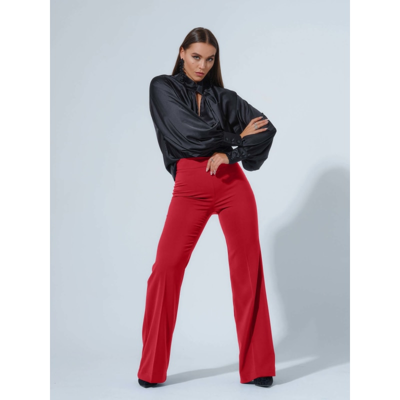 Thumbnail of Fierce Red Flared High-Waist Trousers image