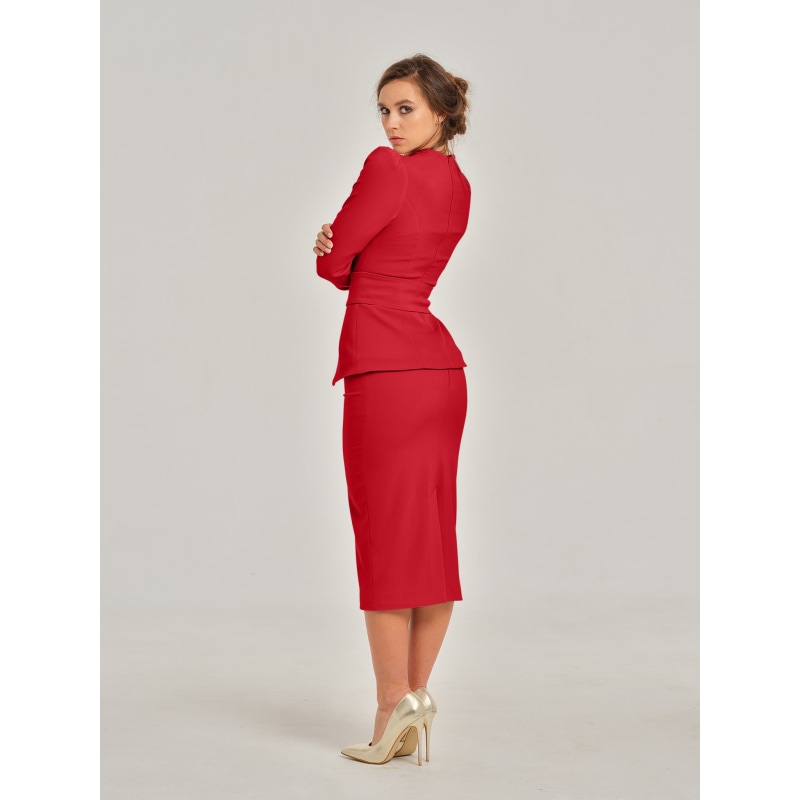 Fierce Red Sleeveless Top Pencil Midi Skirt Set Tia Dorraine Wolf Badger