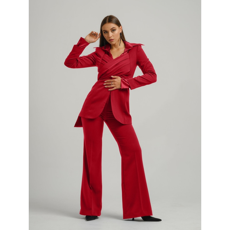 Thumbnail of Fierce Red Flared High-Waist Trousers image