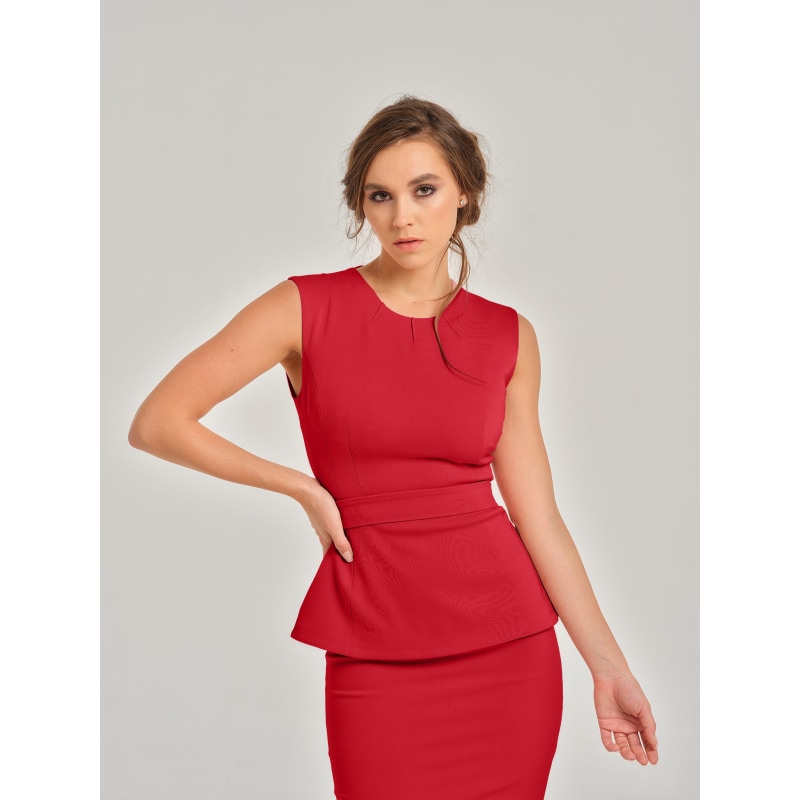 Thumbnail of Fierce Red Sleeveless Waist-Fitted Top image