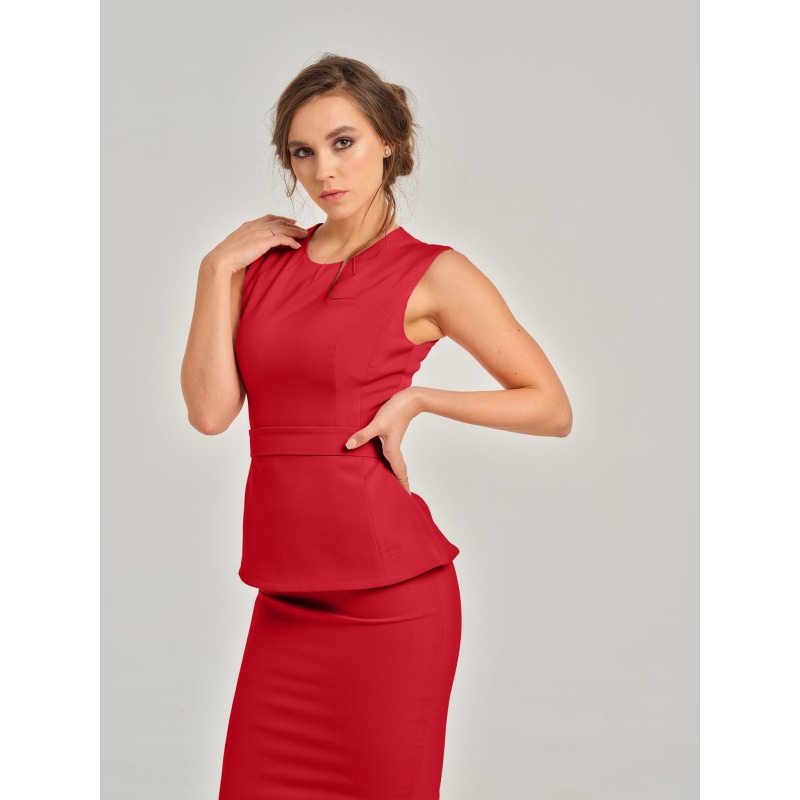 Thumbnail of Fierce Red Sleeveless Waist-Fitted Top image