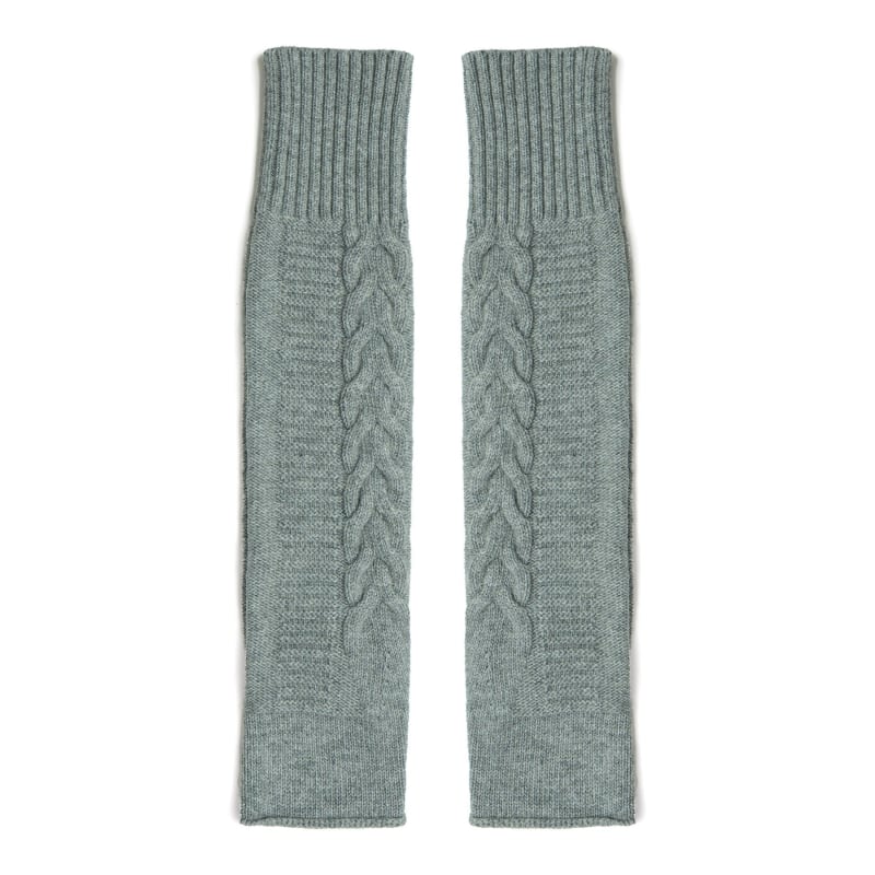 Long Fingerless Cable Knit Arm Warmer Thumb Hole Stretchy Cashmere