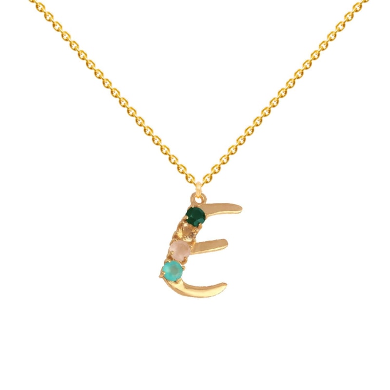 Thumbnail of Multicolored Initial "E" Necklace image