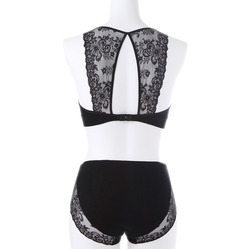 Thumbnail of Filoscozia Cotton Bralette With Leavers Lace, Black image