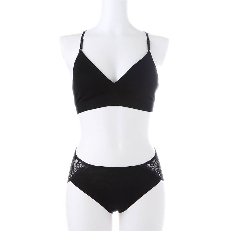 Thumbnail of Filoscozia Cotton Bralette With Leavers Lace, Black image