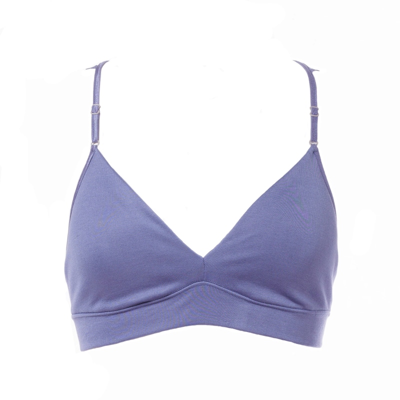 Thumbnail of Filoscozia Cotton Bralette With Levers Lace, Horizon Blue image