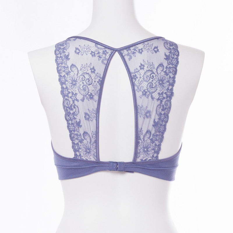 Thumbnail of Filoscozia Cotton Bralette With Levers Lace, Horizon Blue image