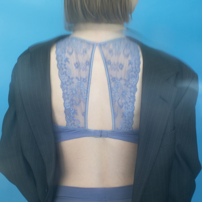 Thumbnail of Filoscozia Cotton Bralette With Levers Lace, Horizon Blue image