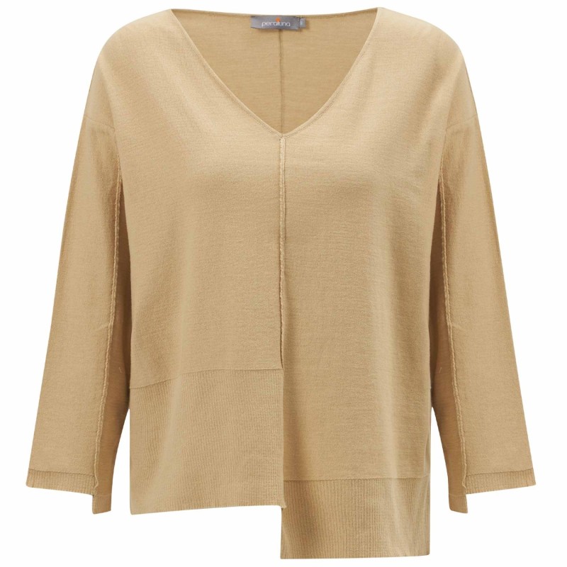 Thumbnail of Fine V-Neck Knitted Tunic In Beige image