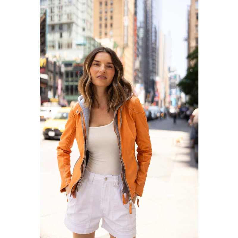 Apricot leather jacket on sale