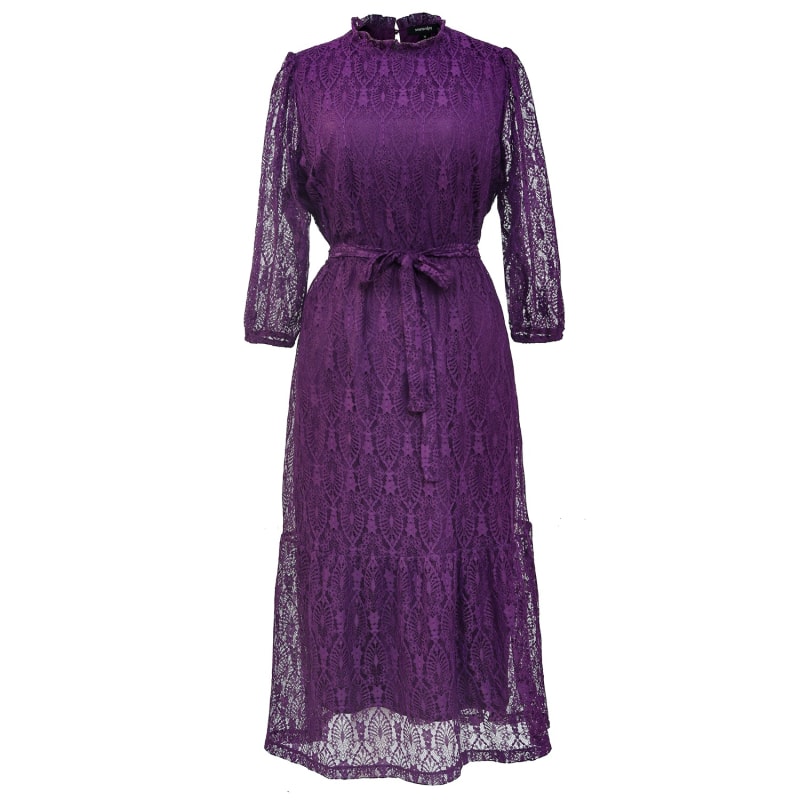 Lace fit and top flare midi dress