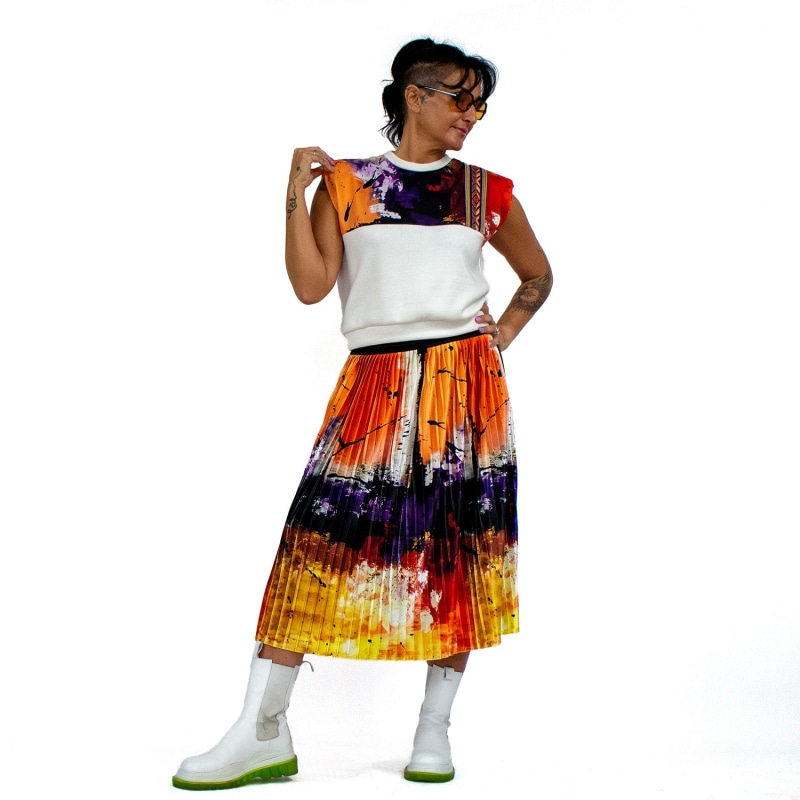 Thumbnail of Sleeveless Padded Blouse With Colorful Abstract Prints image