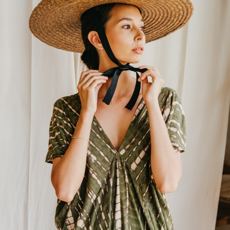 Thumbnail of Madella Hand Dyed Kaftan Dress In Seaweed Green image