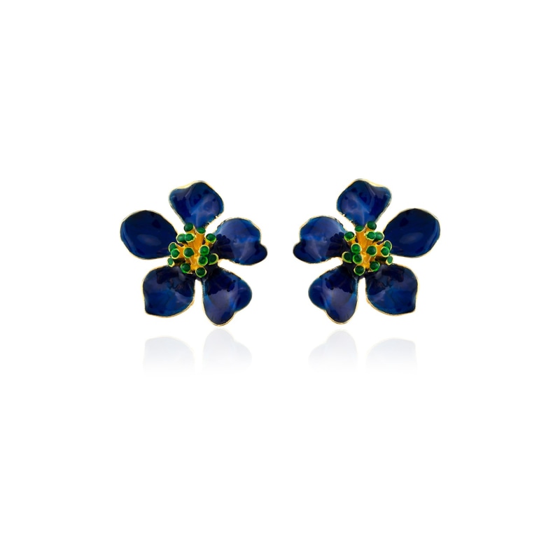 Thumbnail of Navy Blue Cherry Blossom Flower Earrings image