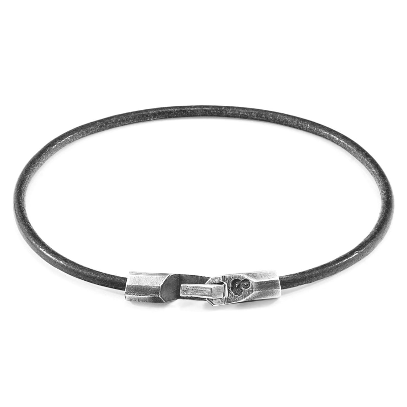 Thumbnail of Shadow Grey Talbot Silver & Round Leather Bracelet image