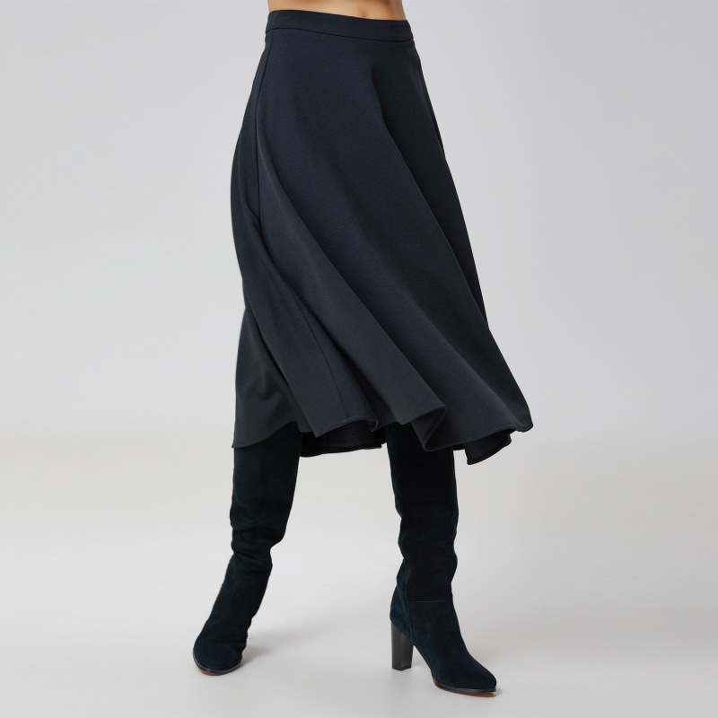 Flared Knee Length Skirt Black by Smart and Joy