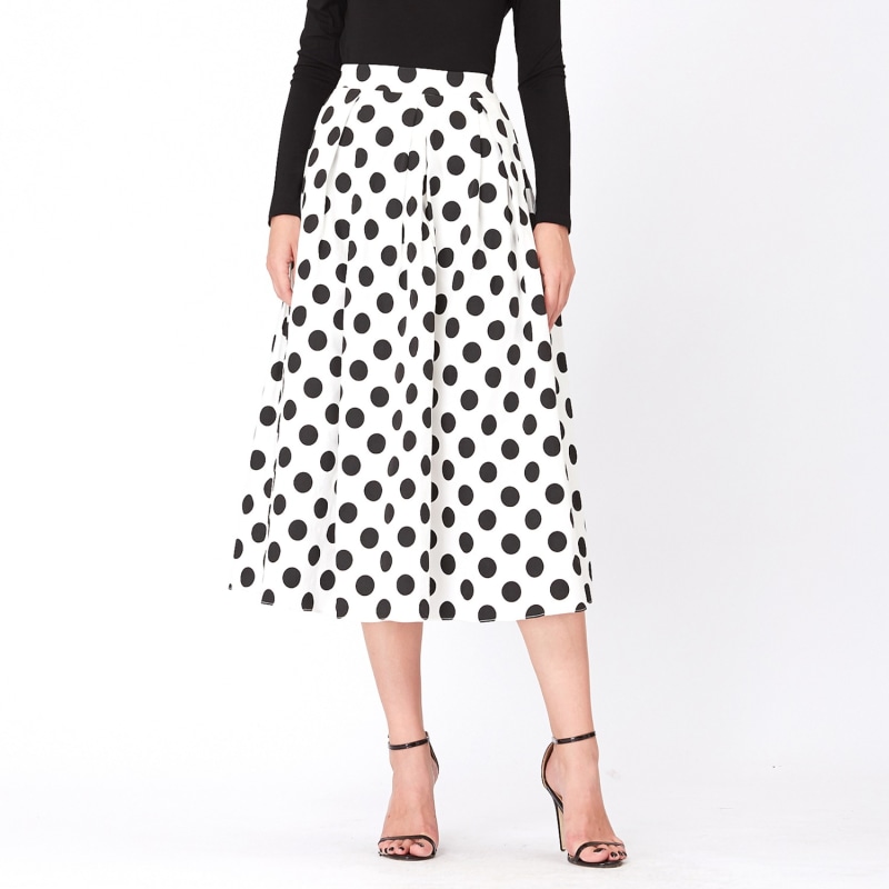 Flared Macro Polka Dots Skirt White Smart and Joy Wolf & Badger — free download