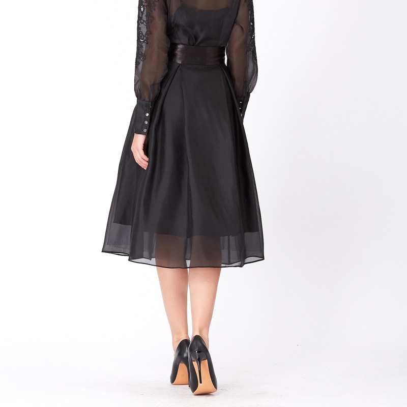 Thumbnail of Flared Organza And Satin Skirt - Black image