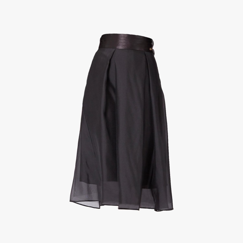 Thumbnail of Flared Organza And Satin Skirt - Black image