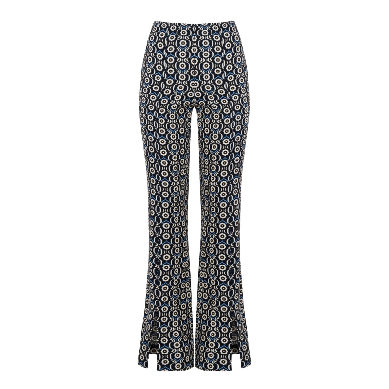Flared Pants In Daisy Print JAAF Wolf Badger