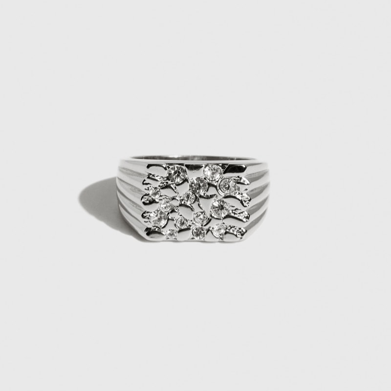 Nugget ring silver top