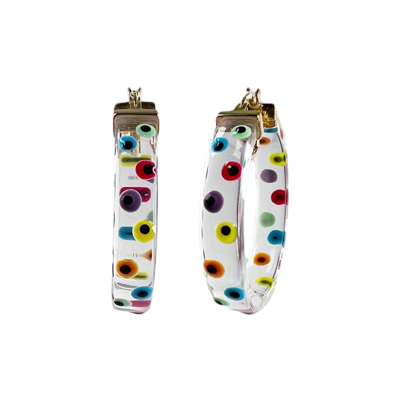 Thumbnail of Flat Hoops With Rainbow Evil Eye image