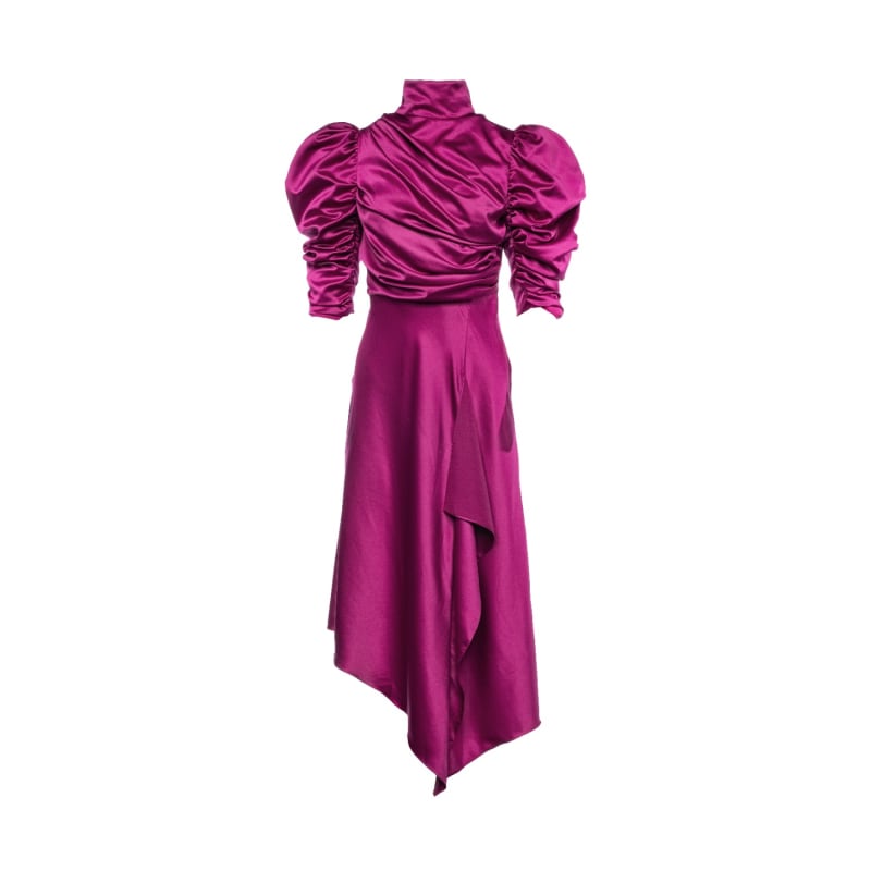 Thumbnail of Flavia Satin Draped Midi Dress Love Potion image