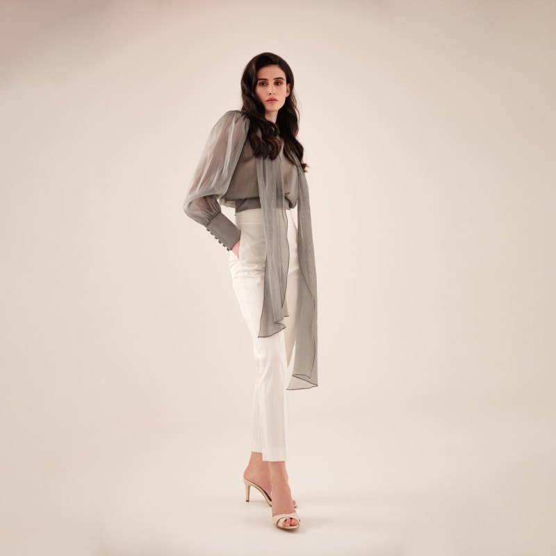 Thumbnail of Flawless Grey Bow Blouse image