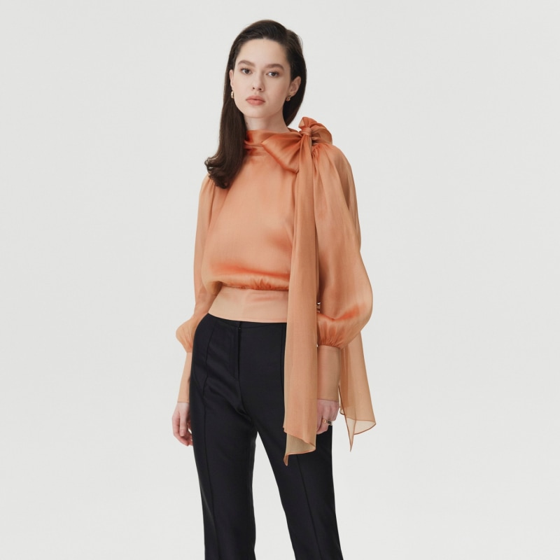 Thumbnail of Flawless Orange Bow Blouse image