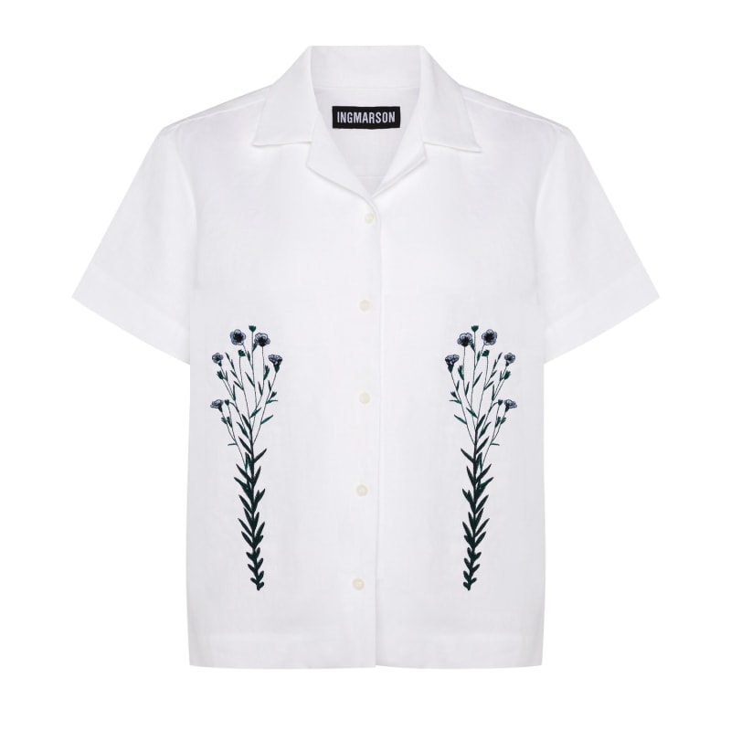 Thumbnail of Flax Embroidered Irish Linen Cuban Shirt Men image