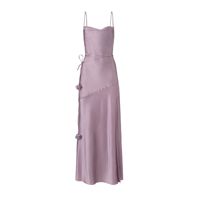 Thumbnail of Floor Lenght Satin Dress In Purple image