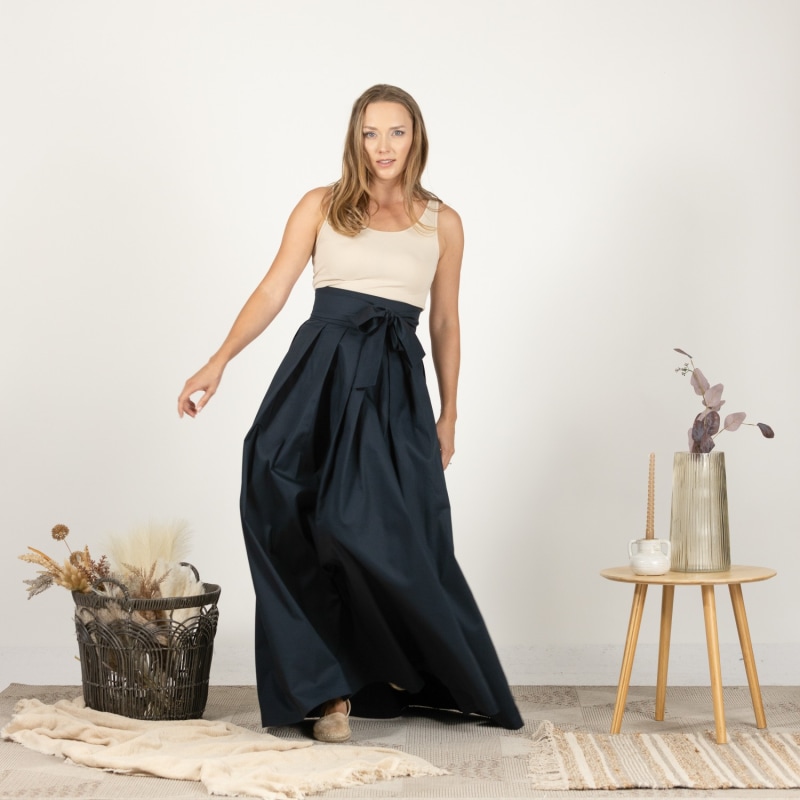 Cotton maxi skirt with pockets sales