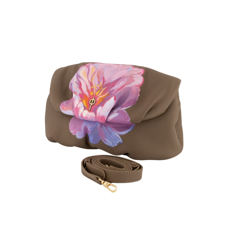 Thumbnail of Floral Leda Leather Clutch Bag - Rock image