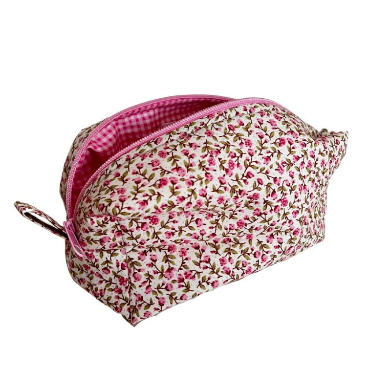 Pink Floral Makeup Bag