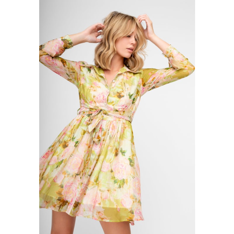 Thumbnail of Floral Mini Dress In Limelight image