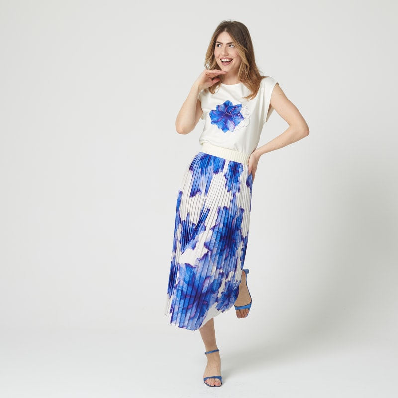 Thumbnail of Floral-Print Elasticated-Waist Pleated Recycled Fabric Maxi Skirt image