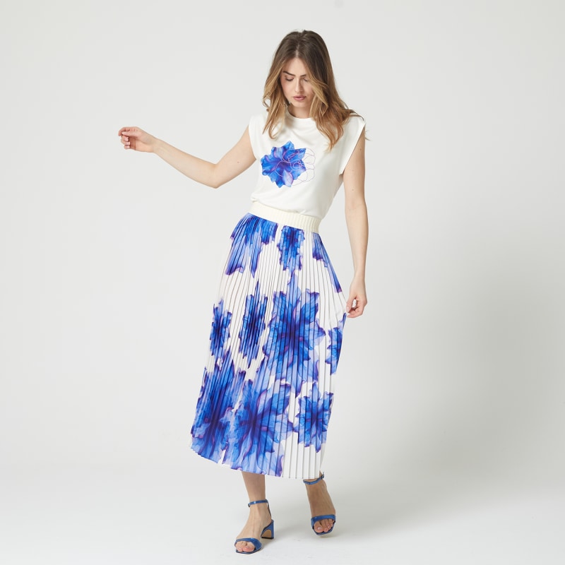 Thumbnail of Floral-Print Elasticated-Waist Pleated Recycled Fabric Maxi Skirt image