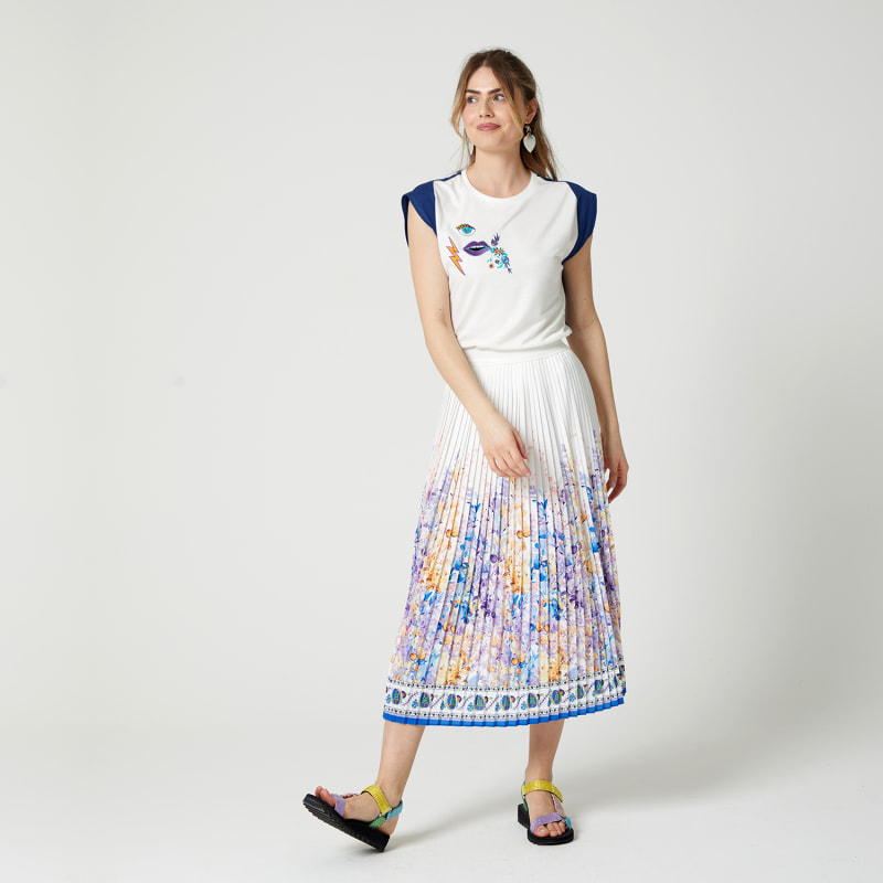 Thumbnail of Floral-Print Pleated Recycled Fabric Maxi Skirt image