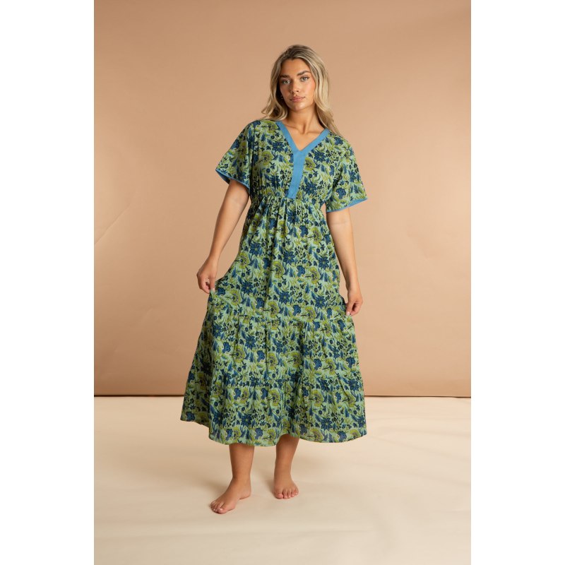 Thumbnail of Floral Indian Cotton Dress - Lime Patchouli image