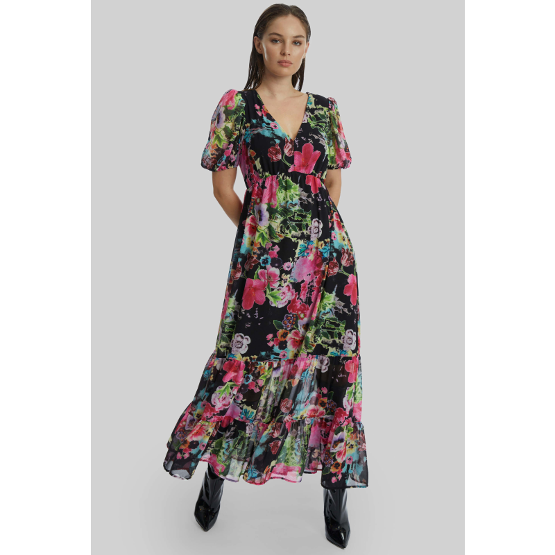 Floral V-Neck Midi Dress | James Lakeland | Wolf & Badger