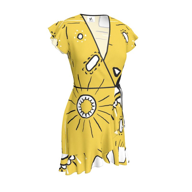 Thumbnail of Flounce Mini Wrap Dress In Paradise Yellow image