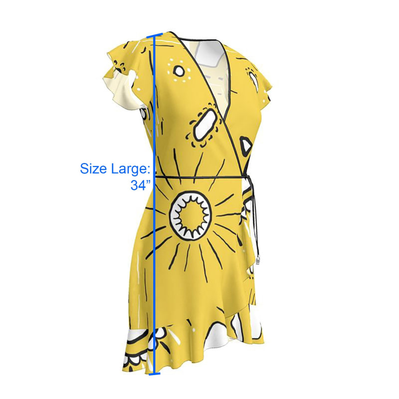 Thumbnail of Flounce Mini Wrap Dress In Paradise Yellow image