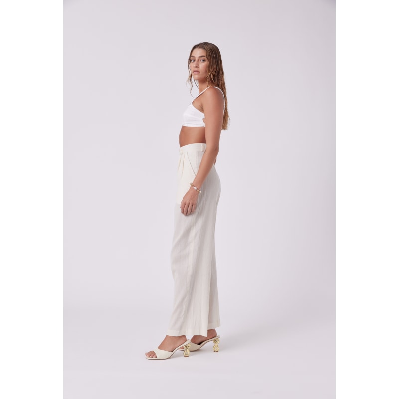 Thumbnail of High Rise Flowy Tailored Beach Pants - White image