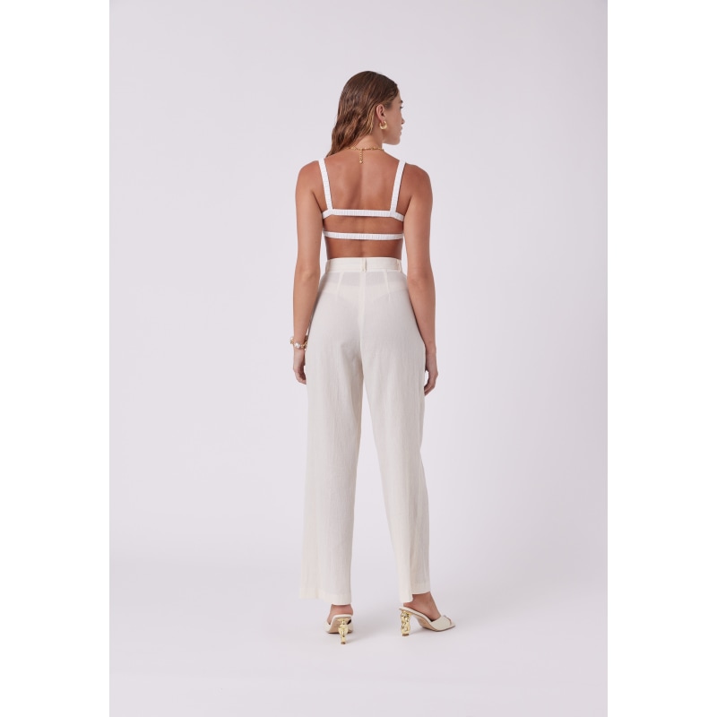 Thumbnail of High Rise Flowy Tailored Beach Pants - White image