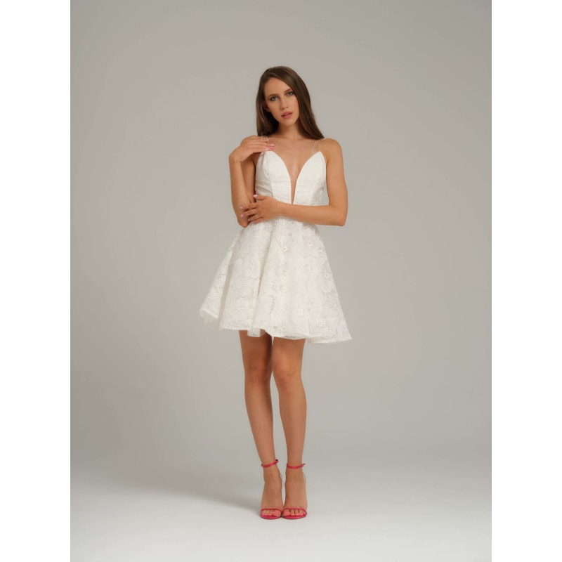 Thumbnail of Flower Dreams Embroidered Organza Mini Dress, White image