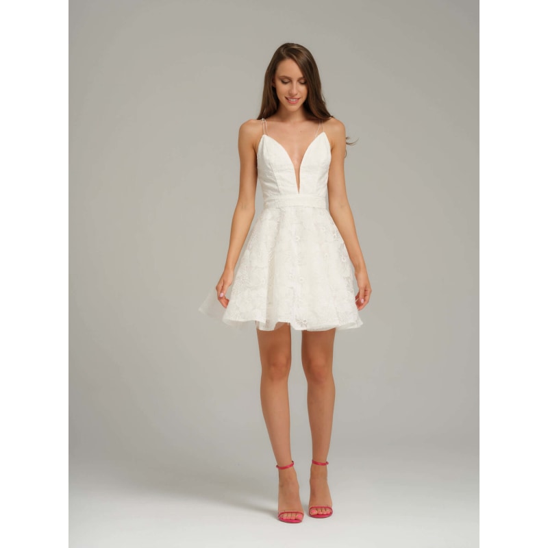 Thumbnail of Flower Dreams Embroidered Organza Mini Dress, White image