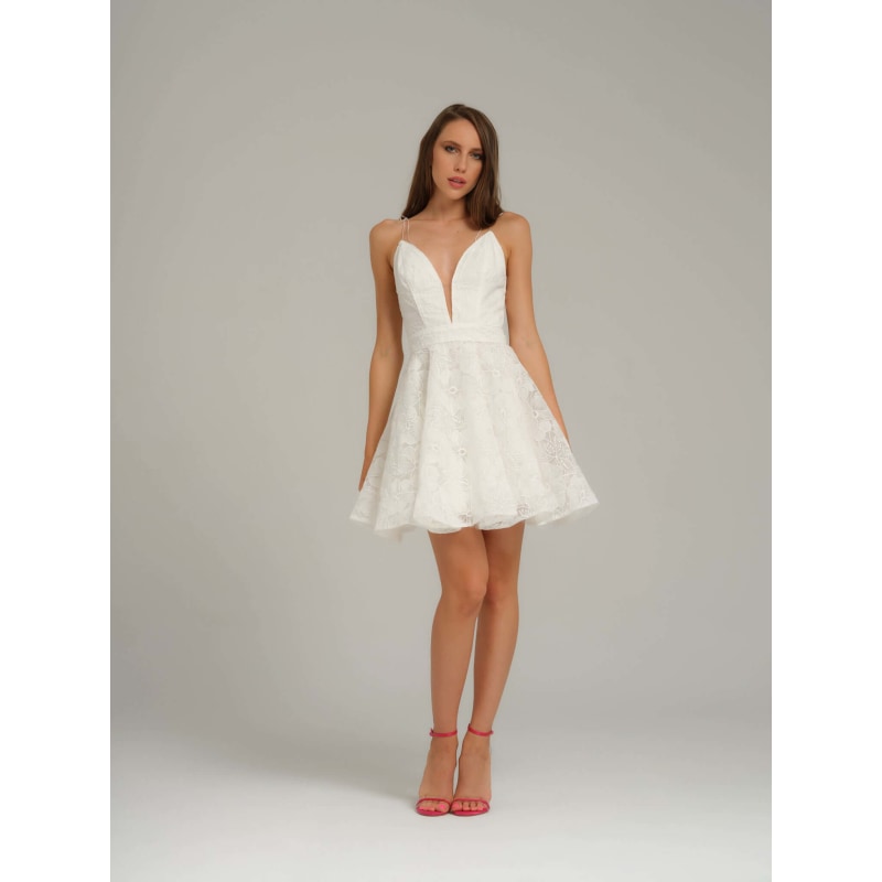 Thumbnail of Flower Dreams Embroidered Organza Mini Dress, White image