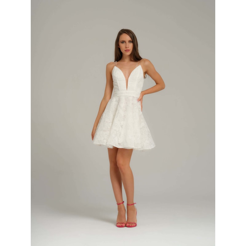 Thumbnail of Flower Dreams Embroidered Organza Mini Dress, White image